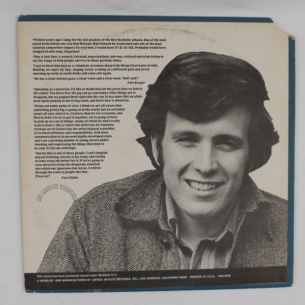 Don McLean Tapestry LP Vinyl Album Record 1972