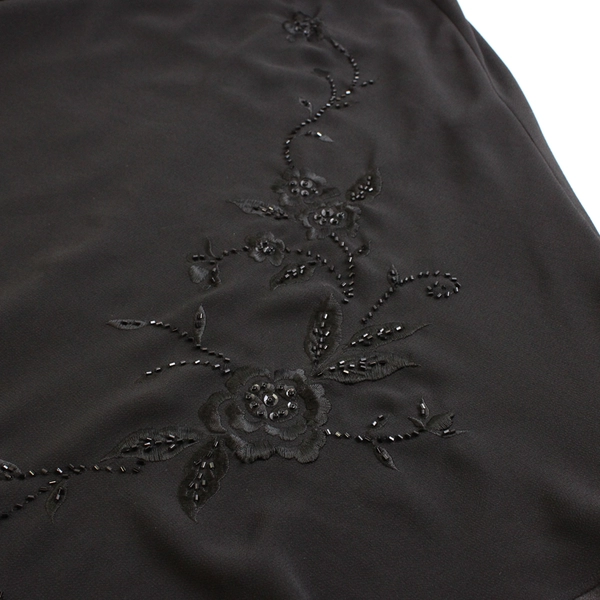 Unbranded Women's 24W Black Layered Skirt with Beaded Floral Detailing 