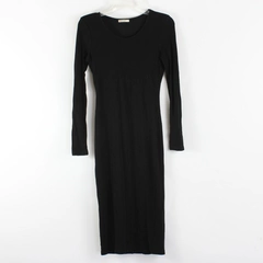 Marine Layer Women's S Black Ribbed Long Sleeve Midi Dress 