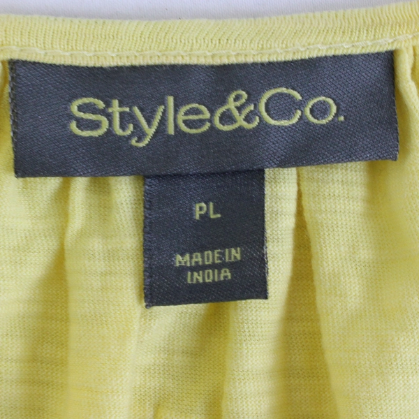 Style & Co. Women's Petite L Yellow Embroidered Balloon Sleeve Blouse