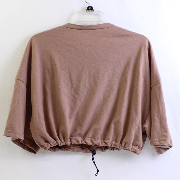 Nasty Gal Women's 8 Brown Short Sleeve Crop Top with Cinch Waist