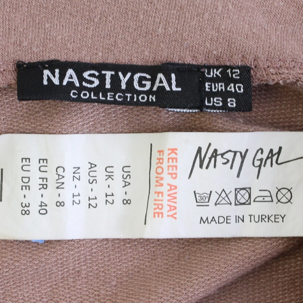 Nasty Gal Women's 8 Brown Short Sleeve Crop Top with Cinch Waist