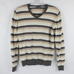 H&M Women's Pullover Multi-Color Striped Long Sleeve V-Neck Sweater Size S