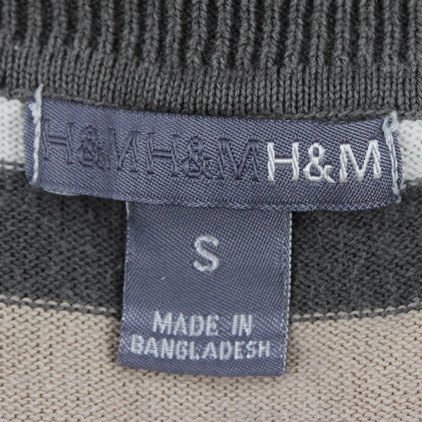 H&M Women's Pullover Multi-Color Striped Long Sleeve V-Neck Sweater Size S