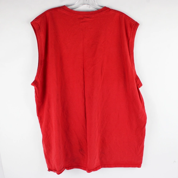 Vintage Fruit of the Loom Men's Red Muscle Sleeveless T-Shirt Size 2XL