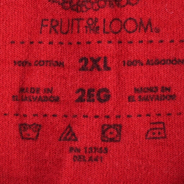 Vintage Fruit of the Loom Men's Red Muscle Sleeveless T-Shirt Size 2XL