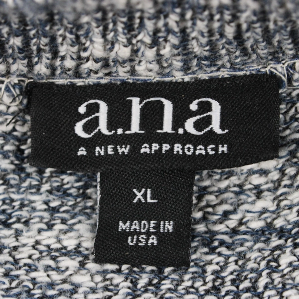 A.N.A Long Sleeve Crop Cardigan Sweater Slate Blue & White Bell Sleeve Size XL