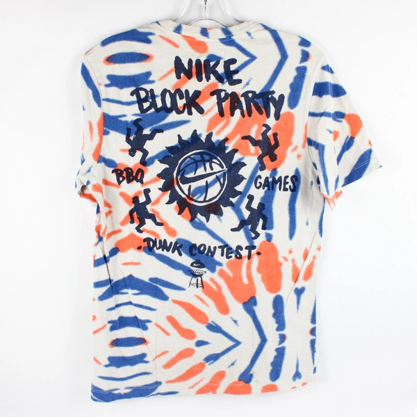Men's Nike Block Party Multi-Color Tie Dye Graphic Print T-Shirt Size S Cotton