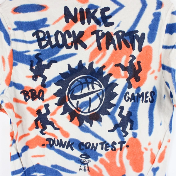 Men's Nike Block Party Multi-Color Tie Dye Graphic Print T-Shirt Size S Cotton