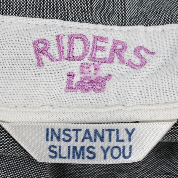 Lee Riders Women's Button Up Collared Shirt 3/4 Sleeves Gray White Cuffs Size 3X