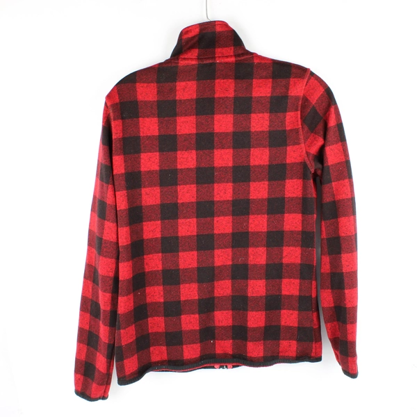 Eddie Bauer Women's Medium Red & Black Plaid Zip Up Jacket Pockets Long Sleeve
