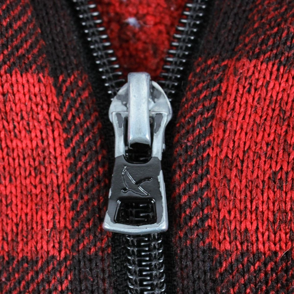 Eddie Bauer Women's Medium Red & Black Plaid Zip Up Jacket Pockets Long Sleeve