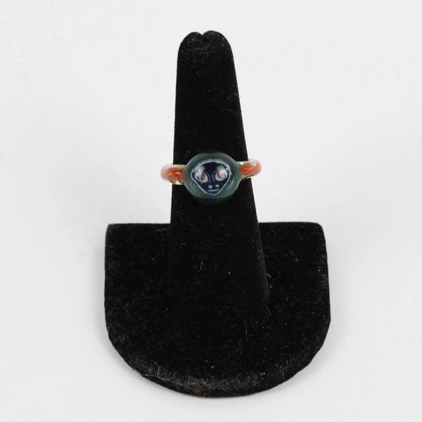 Hand Blown Glass Multicolor Alien Ring Size 6 1/2