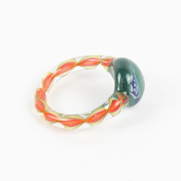 Hand Blown Glass Multicolor Alien Ring Size 6 1/2