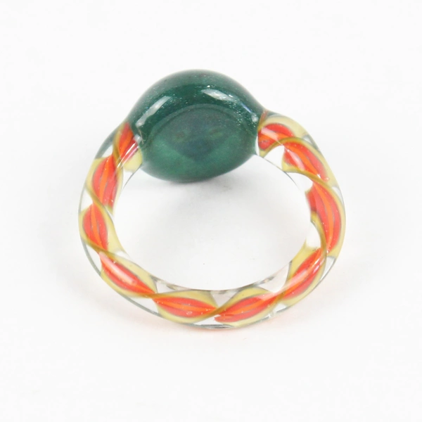 Hand Blown Glass Multicolor Alien Ring Size 6 1/2