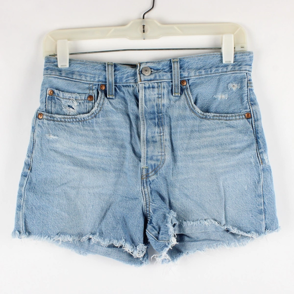 Levi's Women's 27 Light Wash Distressed Ribcage Shorts 