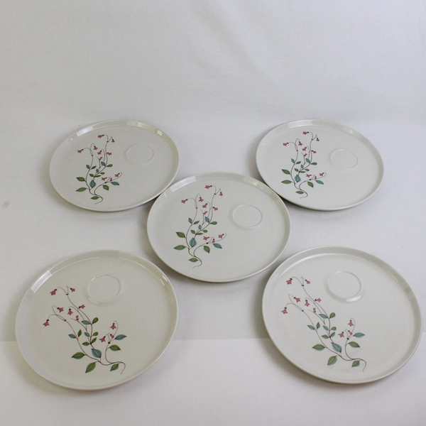 Lot Of 5 Franciscan Winsome Pattern Snack Plate Without Cup 10.25" Diameter