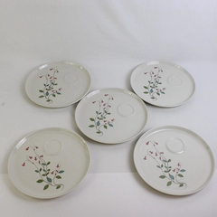 Lot Of 5 Franciscan Winsome Pattern Snack Plate Without Cup 10.25" Diameter