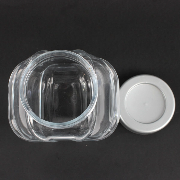 Ikea Clear Glass Hexagon Jar Candy Holder Plastic Lid 61 Oz 7" Tall