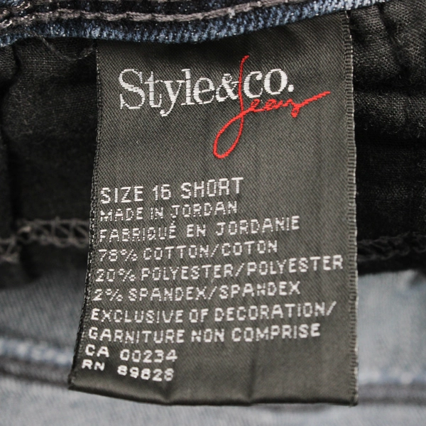 Style & Co. Women's 16 Short Dark Wash Boot Cut Jeans