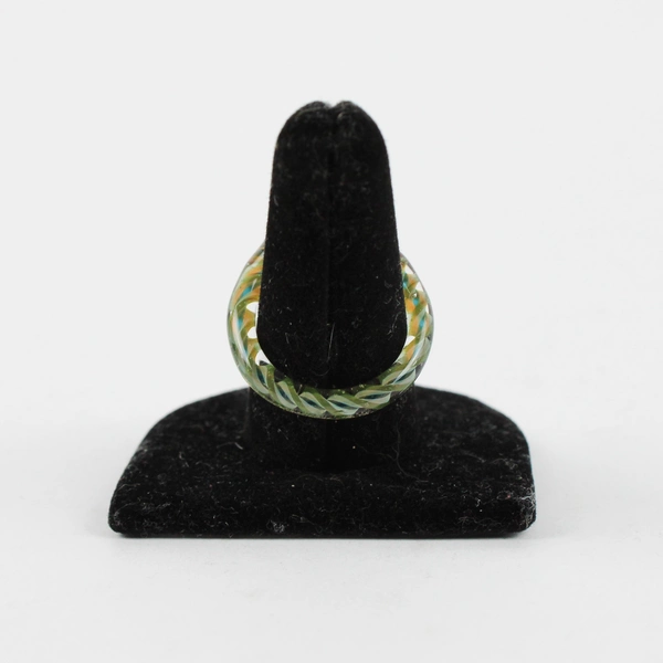 Hand Blown Multicolor Art Glass Yin & Yang Ring Size 8