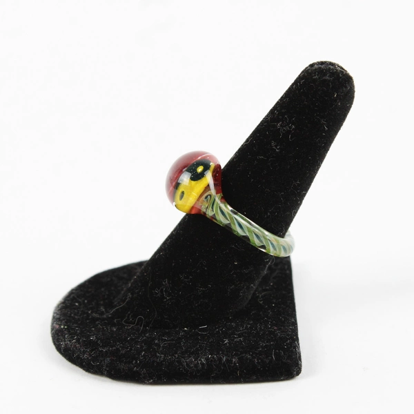 Hand Blown Multicolor Art Glass Yin & Yang Ring Size 8