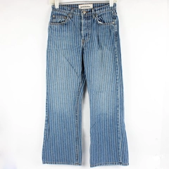 Reformation Women's 25 Mesa Stripe Mid-Crop Flare Blue Jeans