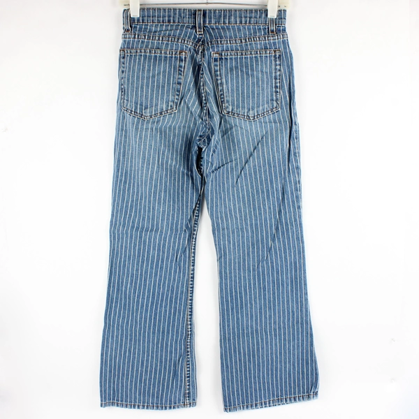 Reformation Women's 25 Mesa Stripe Mid-Crop Flare Blue Jeans