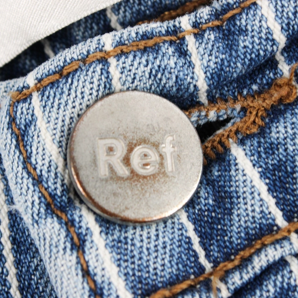 Reformation Women's 25 Mesa Stripe Mid-Crop Flare Blue Jeans