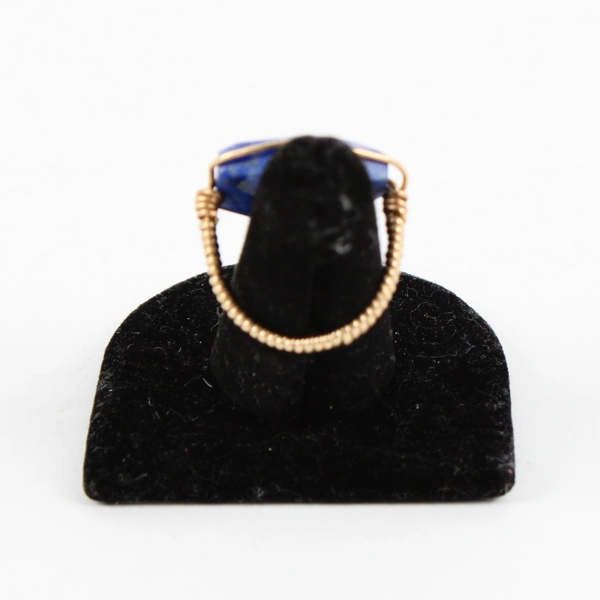 Gold-Tone Wire Wrapped Lapis Lazuli Ring Size 5 1/2