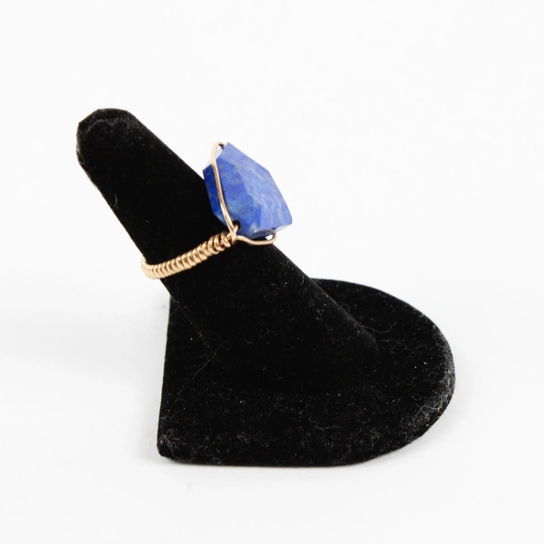 Gold-Tone Wire Wrapped Lapis Lazuli Ring Size 5 1/2