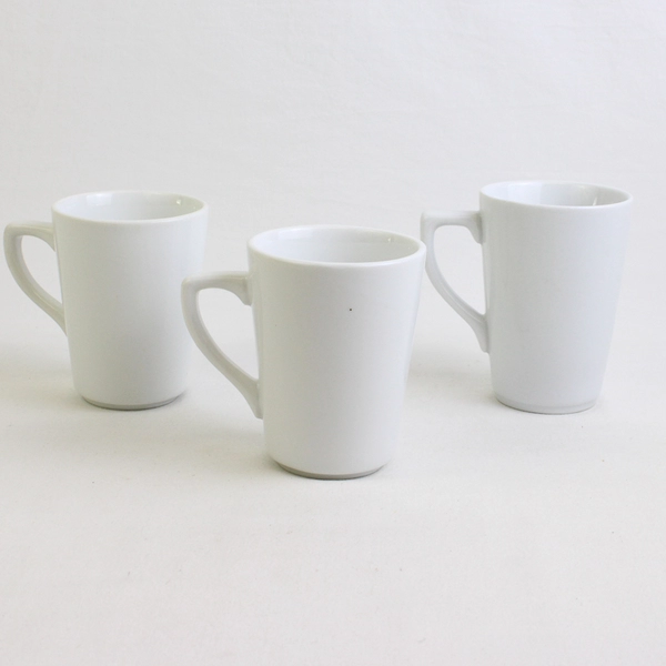 Lot Of 3 CAC Solid White Color Simple Ceramic Coffee/Tea Handled Mugs