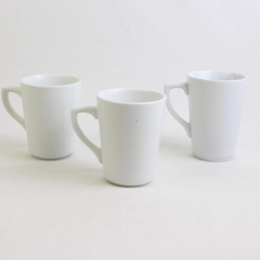 Lot Of 3 CAC Solid White Color Simple Ceramic Coffee/Tea Handled Mugs