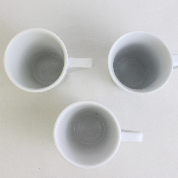 Lot Of 3 CAC Solid White Color Simple Ceramic Coffee/Tea Handled Mugs