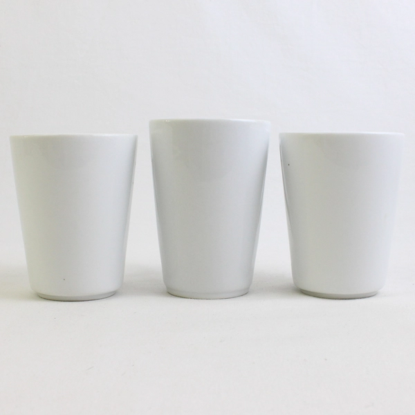 Lot Of 3 CAC Solid White Color Simple Ceramic Coffee/Tea Handled Mugs