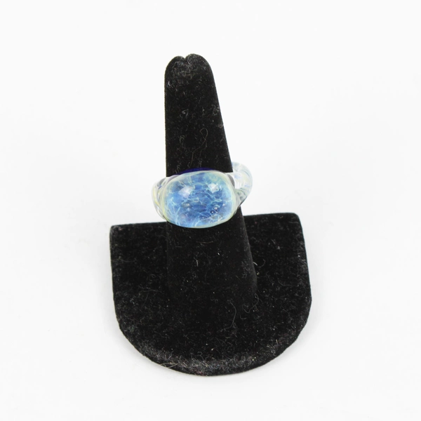 Hand Blown Domed Art Glass Multicolor Ring Size 7 1/2