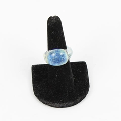 Hand Blown Domed Art Glass Multicolor Ring Size 7 1/2