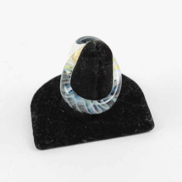 Hand Blown Domed Art Glass Multicolor Ring Size 7 1/2
