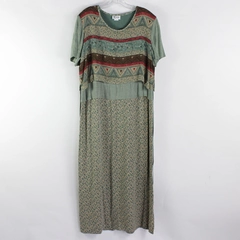 K Studio Women's 16 Muted Multicolor Tiered Maxi Dress