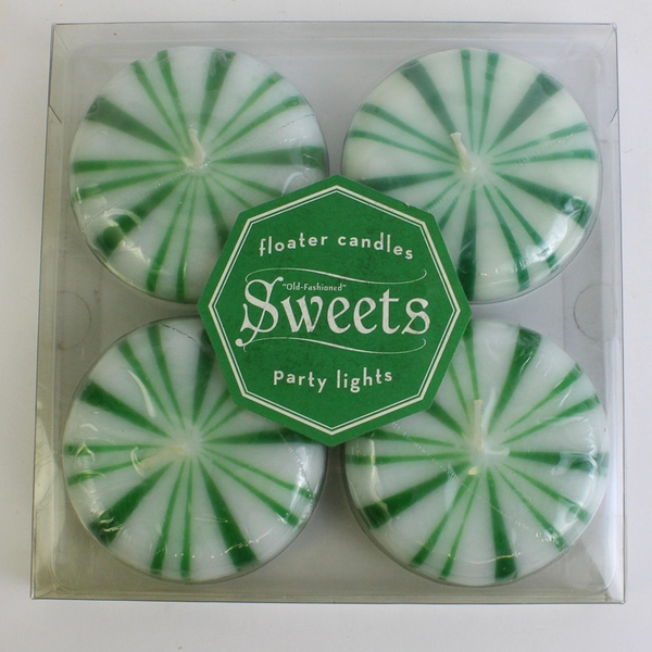 Zodax Old Fashioned Sweets Christmas Floating Candles Green And White