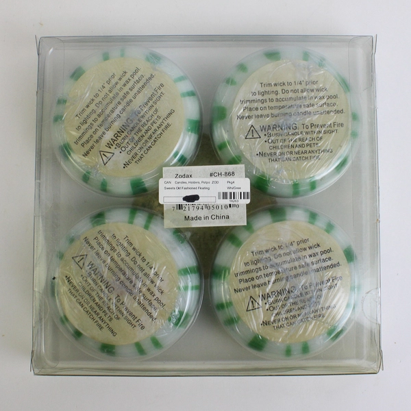 Zodax Old Fashioned Sweets Christmas Floating Candles Green And White