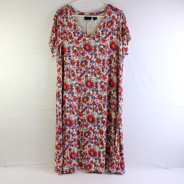 Cynthia Rowley Women's 1X Multicolor Floral Short Sleeve Midi Dress