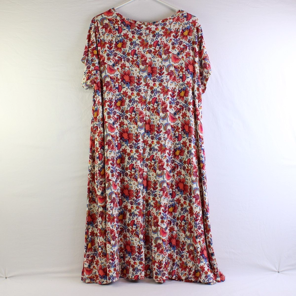 Cynthia Rowley Women's 1X Multicolor Floral Short Sleeve Midi Dress