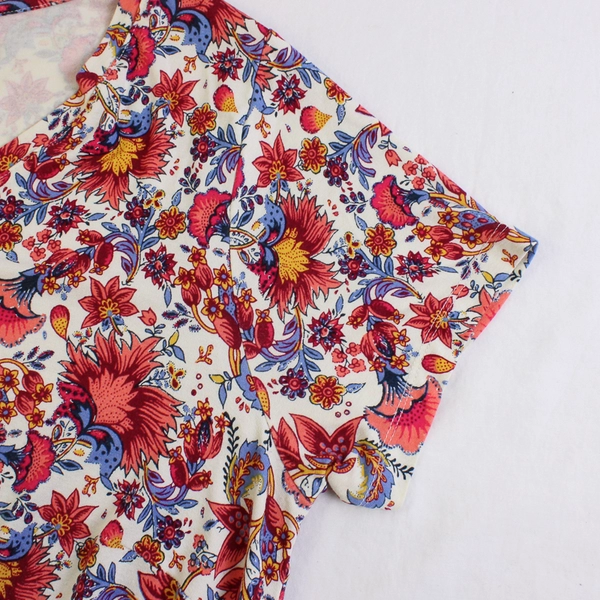 Cynthia Rowley Women's 1X Multicolor Floral Short Sleeve Midi Dress