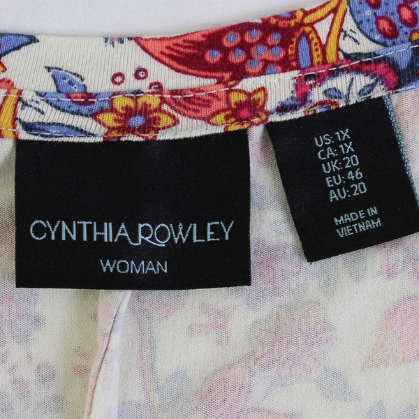 Cynthia Rowley Women's 1X Multicolor Floral Short Sleeve Midi Dress