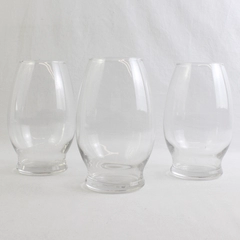 Lot Of 3 Matching Unbranded Tulip Shaped Clear Glass Vases 7.25" Tall