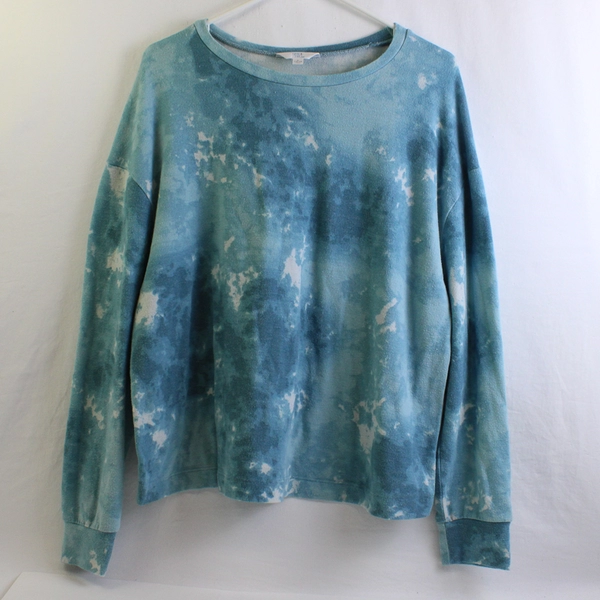 Time And Tru Blue Tie Dye Long Sleeve Top/Shirt Womens Size L (12-14)