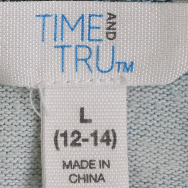 Time And Tru Blue Tie Dye Long Sleeve Top/Shirt Womens Size L (12-14)