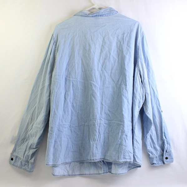 Faded Glory Blue Long Sleeve Button Up Top Womens Size 4X (26W-28W)