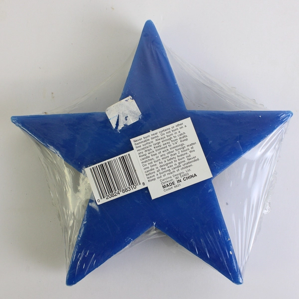 Carolina Designs Blue Star Shaped Christmas Candle With Embossed Snowmen NIP